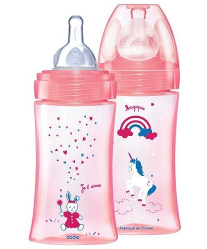 Dodie Bib Ini + 270Ml Rose Licorn 0-6M Tet Ronde 3 Vit