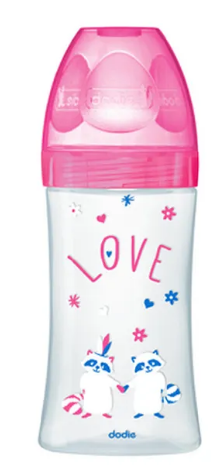 Dodie Bib Sensation+330ml Rose +6M Tet Plate
