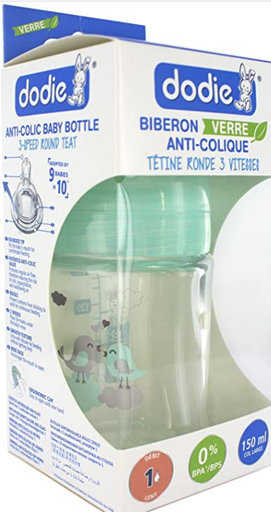 Dodie BiB Ini+Verre 150Ml Vert Oiseaux 0-6M Tet Ronde