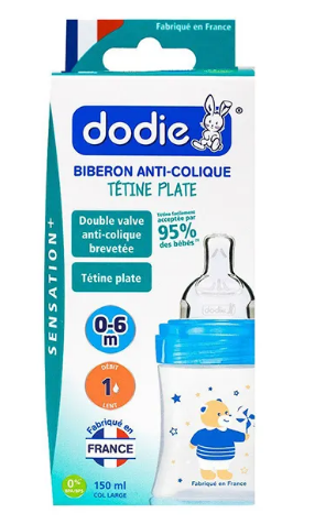 Dodie Bib Sens+150Ml Bleu Ourson 0-6M Tet Plate