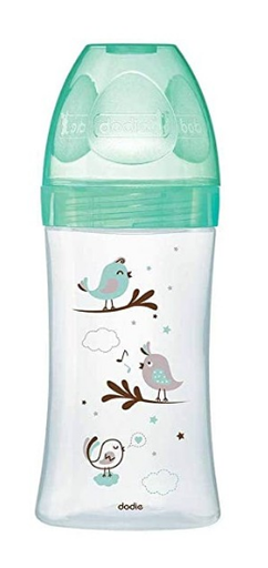 Dodie BiB Ini + Verre 270Ml Vert Oiseaux 0-6M Tet Ronde